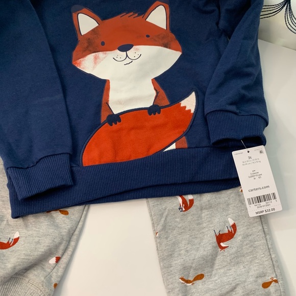 Carters Fox 2 piece set navy blue/ gray Various size - Picture 4 of 12